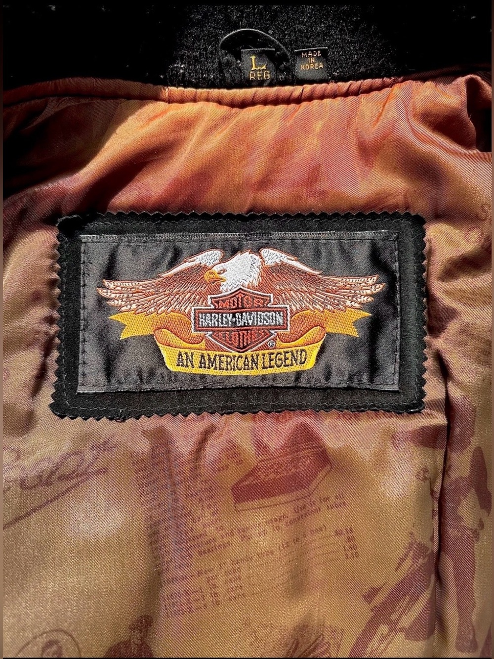 Vintage Harley Davidson Men’s Sz L Black,Suede&Leather Bomber Jacket VTwin power - Picture 6 of 6